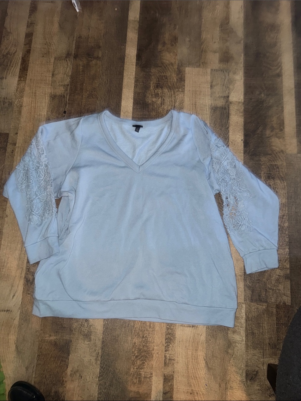 Torrid Super Soft Blue Lace Sleeve V-Neck Cozy Pullover Sweater Plus Size 3